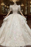 Buy More, Save More Ivory White Ball Gowns Tulle Lace Short Sleeve Appliques Beading Wedding Dresses