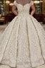 Cap sleeves Off the shoulder Lace Appliques Ball Gowns Wedding Dresses