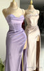 Spaghetti Straps Lilac Prom Dress, Popular Silk Satin Prom Dress, High Quality Bridesmaid Dresses