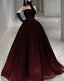 Gorgeous Black and Red Tulle Shiny Tulle Long Prom Dresses, Black and Red Prom Gowns