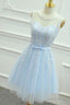 Short Blue Lace Prom Graduation Homecoming Dresses