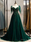 Elegant V Neckline Straps Tulle Long Junior Prom Dress, Green Prom Dresses 2026