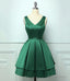 Green Satin Short Homecoming Dresses