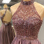 Halter Beaded Open Back Short Homecoming Dresses 2026 Custom Made