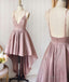 Simple V Neck High Low Dress, Homecoming Dresses