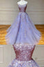 2026 Lavender Lace Tulle Prom Dresses, With Appliques