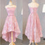 Nice Pink High Low Lace Dress, Pink High Low Dress, Lace Dress, Homecoming Dresses