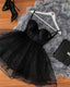 Black Polka Dot Tulle Strapless Corset Short Dress, Homecoming Dresses