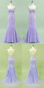 2026 Mermaid Lavender Long Prom Dresses, With Lace Up Back