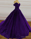 Purple Wedding Dress, Lace Ball Gowns Prom Dresses, Off The Shoulder For Women