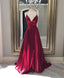 Spaghetti Straps Prom Gown Dark Red Long Prom Dresses