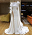 Mermaid Prom Dress, Crew Neck Prom Dress, Side Slit Prom Dress, White Prom Dresses