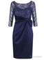 Short Zipper Sheath Homecoming Dress, Bateau Beading Homecoming Dress, Short Mini 3 4 Sleeves Satin Homecoming Dresses