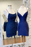 Sexy Straps Sheath Short Homecoming Dresses, Lace Backless