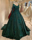 Long Sleeves Green Wedding Dress, Ball Gowns Prom Dresses