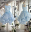 Light Blue Satin Organza Short Prom Dress, Cute Homecoming Dresses