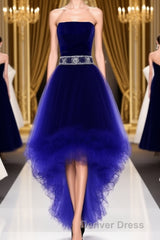 Wine Red Homecoming Dresses, Burgundy High Low Party Dresses with Beadings