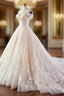 Champagne Ball Gowns Off The Shoulder Appliques Wedding Dresses