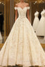 Champagne Ball Gowns Off The Shoulder Flower Wedding Dresses