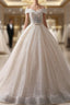 Champagne Ball Gowns Sequins Off The Shoulder Long Train Wedding Dresses