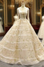 Champagne Ball Gowns Straps Tulle Appliques Backless Sweet 16 Prom Dresses