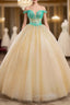Champagne Ball Gowns Tulle Crystal Backless Wedding Dresses