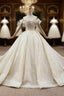 Champagne Ball Gowns Tulle Sequins Off the Shoulder Beading Long Wedding Dresses