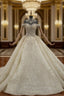 Champagne Ball Gowns Tulle Sequins off the Shoulder Beading Wedding Dresses
