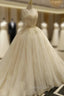 Champagne Ball Gowns Tulle Spaghetti Straps Backless Wedding Dresses
