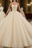 Champagne Ball Gowns Tulle Sweetheart Pleats Wedding Dresses