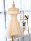Champagne High Low Lace Prom Dress, Champagne High Low Lace Prom Homecoming Dresses