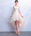 Champagne Lace High Low Homecoming Dresses