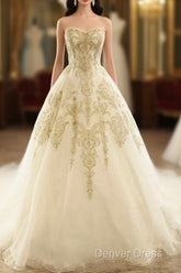 Champagne Lace Long Wedding Dresses, Champagne Bridal Dresses, Champagne Lace Wedding Prom Gown