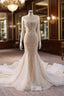 Champagne Mermaid Sequins Beading Prom Dresses