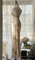 Champagne Retro Bodycon Dress Chiffon One Shoulder Beaded Long Prom Dress Graduation Prom Dress