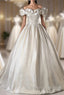 Champagne Satin Long Prom Dress, Beautiful A Line Prom Dresses