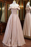Champagne Satin Off the Shoulder Prom Dresses