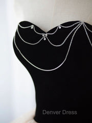 Champagne Sweetheart Neck Tulle Long Prom Dresses, Champagne Formal Dresses