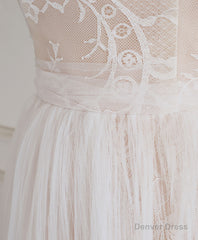 Champagne Sweetheart Tulle Lace Long Prom Dress Lace Evening Dress