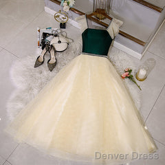 Champagne Tulle And Lace Pearls Party Dresses, Short Prom Dress Homecoming Dresses