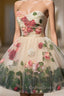 Champagne Tulle Flower Leaf Homecoming Dresses