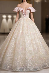 Champagne Tulle Lace Off the Shoulder Quinceanera Dresses