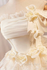 Champagne Tulle Lace Short Prom Dresses Homecoming Dresses, Lovely A-Line Party Dresses