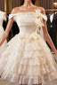 Champagne Tulle Lace Short Prom Dress Homecoming Dress, Lovely A Line Prom Dresses