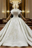 Champagne Tulle Off the Shoulder Sequins Appliques Wedding Dresses