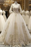 Champagne Tulle Short Sleeve V Neck Appliques Wedding Dresses