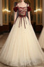 Champagne Tulle Spaghetti Straps Prom Dresses