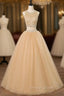 Champagne Two Piece O neck Sparkling Beaded Crystals Tulle Sweet 16 Dresses