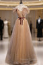 Champagne Wave Point Spagehtti Straps Prom Dresses