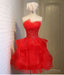 Charming A Line lace strapless short homecoming Dresses